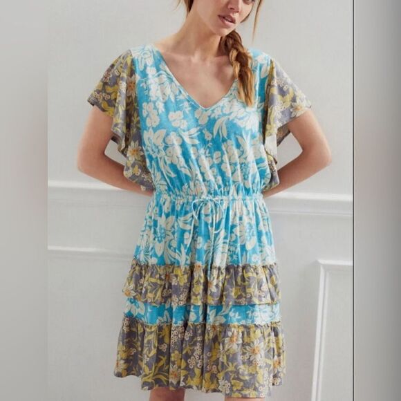 Anthropologie Daily Practice Tiered Ruffle Mini Dress Women’s Small - Picture 1 of 5
